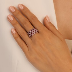 Pierścionek z rubinami i diamentami (R100480 Y RU): 10 - zdjęcie: 3