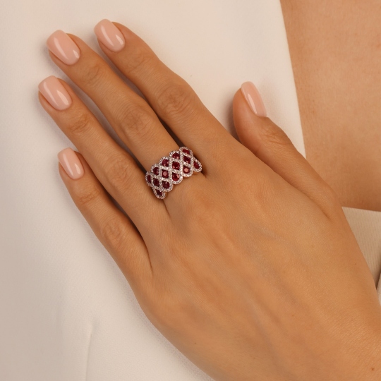 Pierścionek z rubinami i diamentami (R100480 Y RU): 10