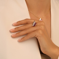 Pierścionek z ametystem i diamentami (R100381 Y AM)