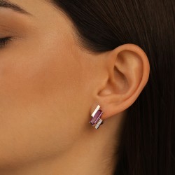 Kolczyki z ametystami i diamentami (E100381 Y A AM) - zdjęcie: 3