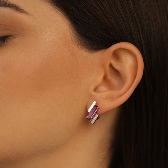 Kolczyki z ametystami i diamentami (E100381 Y A AM)