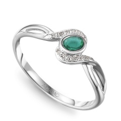 Pierścionek ze szmaragdem i diamentami (R58015 W EM)