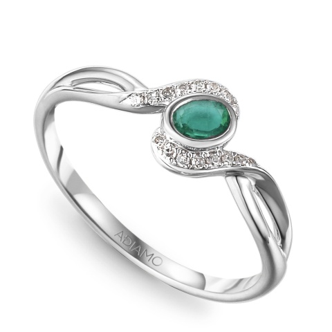 Pierścionek ze szmaragdem i diamentami (R58015 W EM)