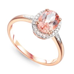 Pierścionek z morganitem i diamentami pr.375 (R78031 R MR 375)