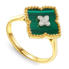 Pierścionek z malachitem i diamentami (R98144 Y MA)