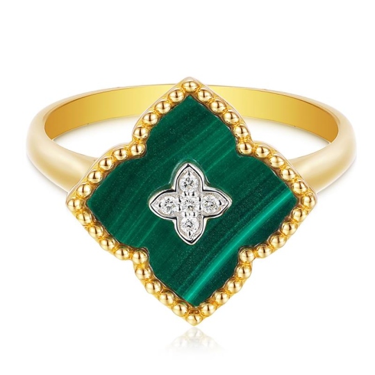 Pierścionek z malachitem i diamentami (R98144 Y MA): 16
