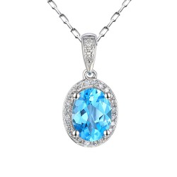 Zawieszka z niebieskim topazem i diamentami (P78031 W BT) - zdjęcie: 2