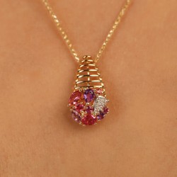 Zawieszka z kolorowymi kamieniami i diamentami (P99605 Y AM,PTR,RH) - zdjęcie: 5