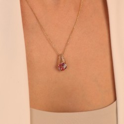 Zawieszka z kolorowymi kamieniami i diamentami (P99605 Y AM,PTR,RH) - zdjęcie: 3