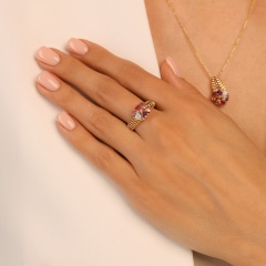 Pierścionek z kolorowymi kamieniami i diamentami (R99605 Y AM,PTR,RH)