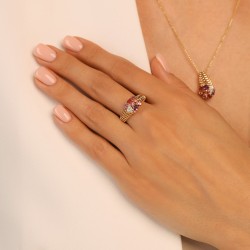 Pierścionek z kolorowymi kamieniami i diamentami (R99605 Y AM,PTR,RH): 15 - zdjęcie: 3