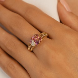 Pierścionek z kolorowymi kamieniami i diamentami (R99605 Y AM,PTR,RH): 15 - zdjęcie: 6