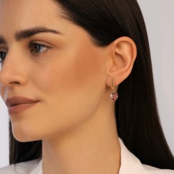 Kolczyki z kolorowymi kamieniami i diamentami (E99605 Y A AM,PTR,RH) - zdjęcie: 3