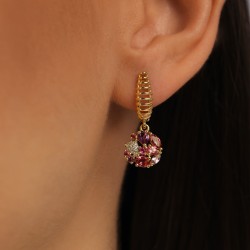 Kolczyki z kolorowymi kamieniami i diamentami (E99605 Y A AM,PTR,RH) - zdjęcie: 4