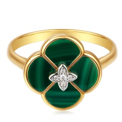 Pierścionek z malachitami i diamentami (R98145 Y MA)