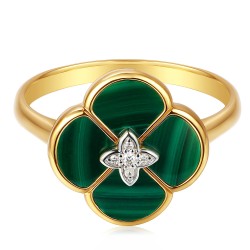 Pierścionek z malachitami i diamentami (R98145 Y MA): 10 - zdjęcie: 3