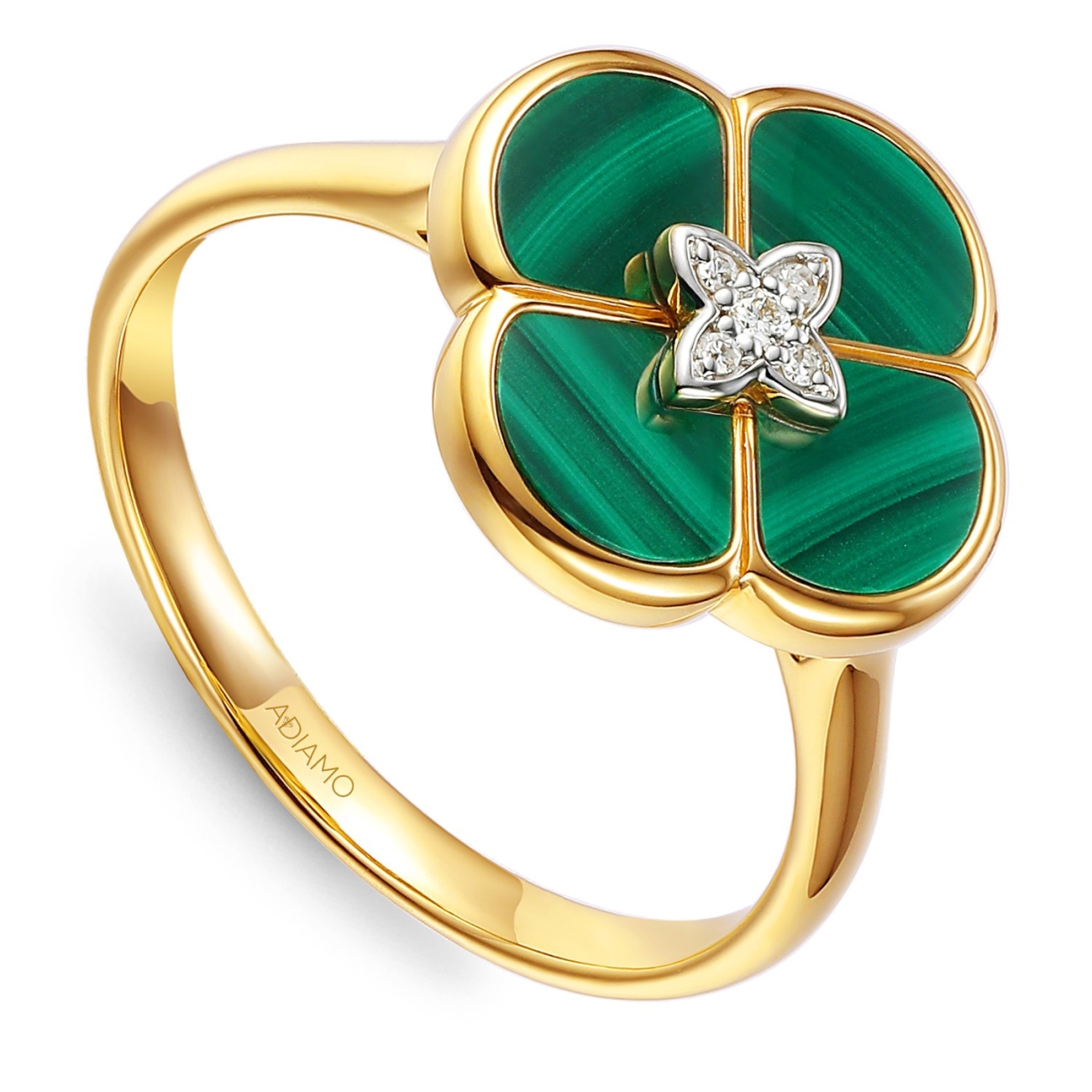 Pierścionek z malachitami i diamentami (R98145 Y MA): 10