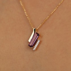 Zawieszka z ametystem i diamentami (P100381 Y AM) - zdjęcie: 5