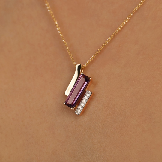 Zawieszka z ametystem i diamentami (P100381 Y AM)