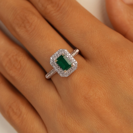 Pierścionek ze szmaragdem i diamentami (R101936 Y EM): 14