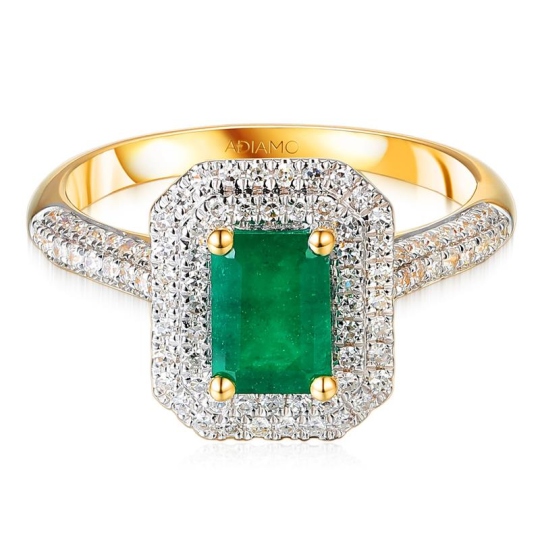 Pierścionek ze szmaragdem i diamentami (R101936 Y EM): 14