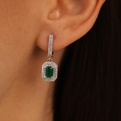 Kolczyki ze szmaragdami i diamentami (E101936 Y A EM) - zdjęcie: 4