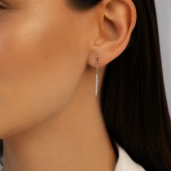 Kolczyki wiszące z żółtego złota z diamentami - 0,11 ct - sztyft (E99054 Y S) - zdjęcie: 3
