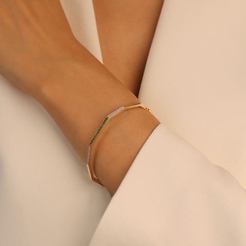 Bransoletka ze szmaragdami i diamentami (B10264 Y EM)