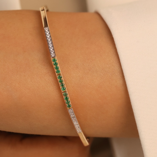 Bransoletka ze szmaragdami i diamentami (B10264 Y EM)