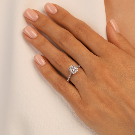 Pierścionek z diamentami laboratoryjnymi (R95584 YW LGD 0,52ct): 12