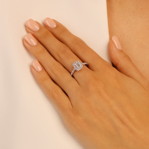 Pierścionek z diamentami laboratoryjnymi (R95584 YW LGD 1,06ct)