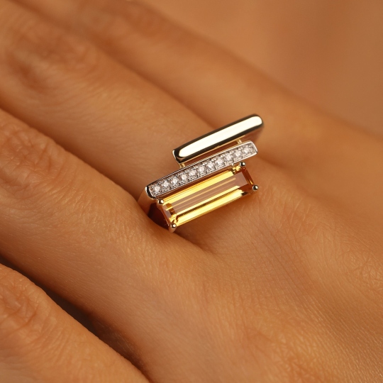 Pierścionek z cytrynem i diamentami (R100381 Y CT): 10