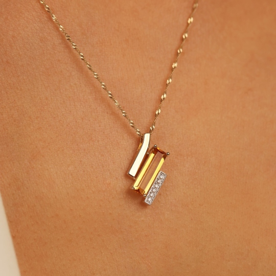 Zawieszka z cytrynem i diamentami (P100381 Y CT)