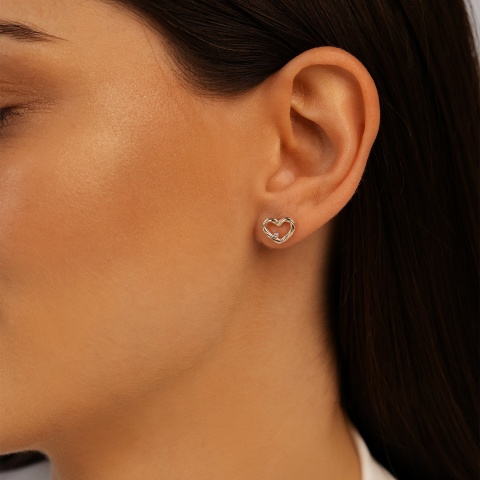 Kolczyki serca z diamentami (E94812 Y S 0,01ct)