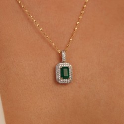 Zawieszka ze szmaragdem i diamentami (P101936 Y EM) - zdjęcie: 5