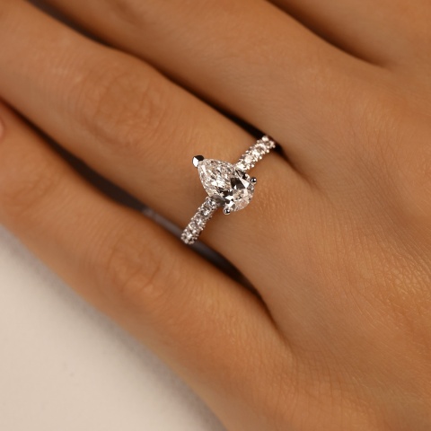 Pierścionek z diamentem laboratoryjnym (R100452 W LGD 1,03ct)