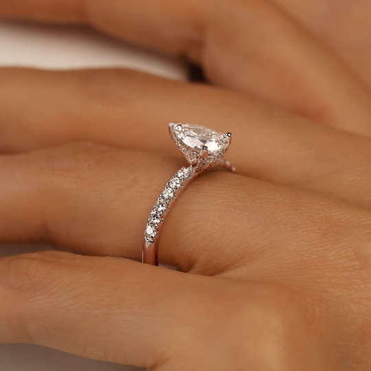 Pierścionek z diamentem laboratoryjnym (R100452 W LGD 1,03ct): 14