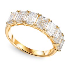 Pierścionek obrączkowy z diamentami laboratoryjnymi - szlif szmaragdowy (R100542 Y LGD 3,65ct+EM)