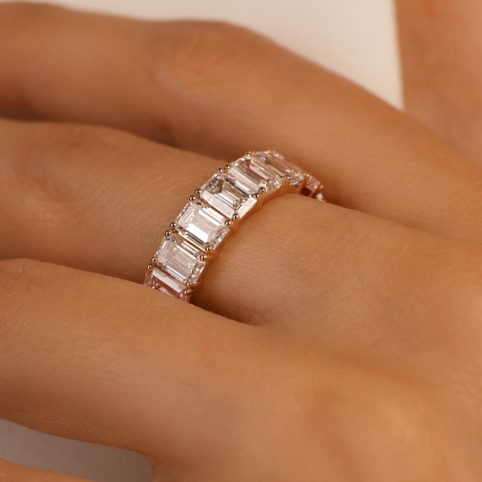 Pierścionek obrączkowy z diamentami laboratoryjnymi - szlif szmaragdowy (R100542 Y LGD 3,65ct+EM): 10