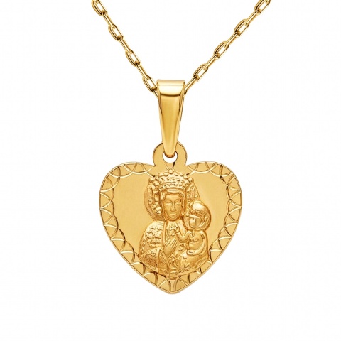 Medalik złoty serce Matka Boska (P00807 Y)