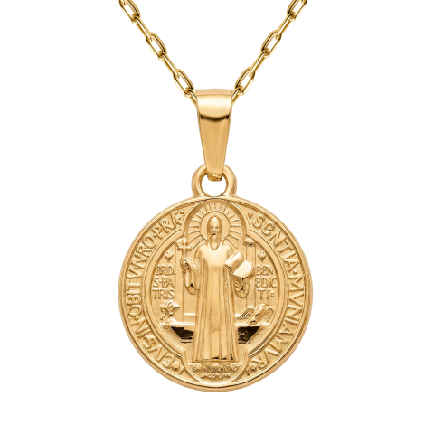 Medalik złoty ze św. Benedyktem