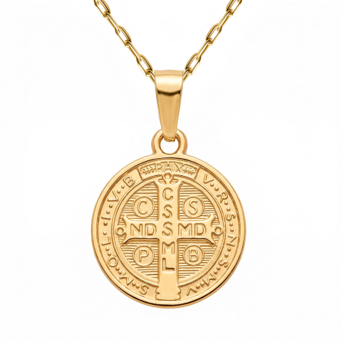 Medalik złoty ze św. Benedyktem