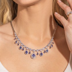 Kolia z tanzanitami i diamentami (N06468 W T) - zdjęcie: 4