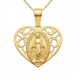 Medalik złoty Matka Boska, serce (P26008 Y) - zdjęcie: 2