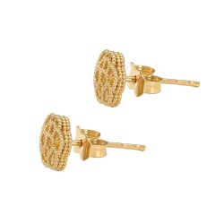 Kolczyki złote różyczki, diamentowane (E26039 Y S) - zdjęcie: 3