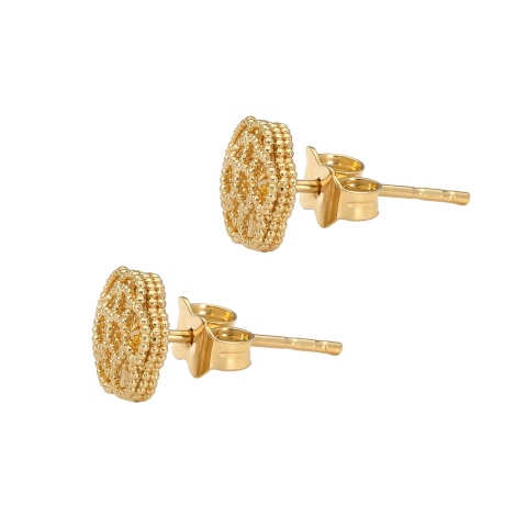 Kolczyki złote różyczki, diamentowane (E26039 Y S)