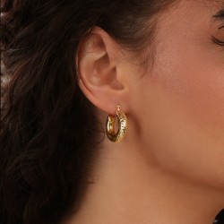 Kolczyki złote koła diamentowane (E26035 Y A) - zdjęcie: 4