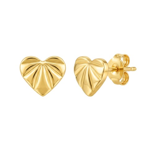 Kolczyki złote serduszka listki (E00823 Y S)