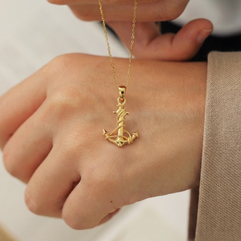 Złota zawieszka kotwica (P44446 Y)