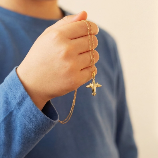 Złota zawieszka samolot (P10224 Y)